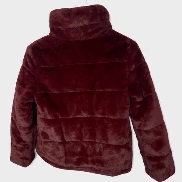 Avec Les Filles Faux Fur Puffer Jacket Burgundy Wine Size XS‎ Nordstrom Coat NEW - Picture 5 of 15